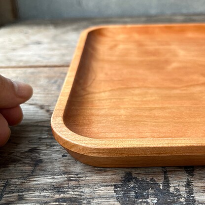 木製 トレー 角 裏に持ち手 天然木一枚板 【受注生産】 - Image 7